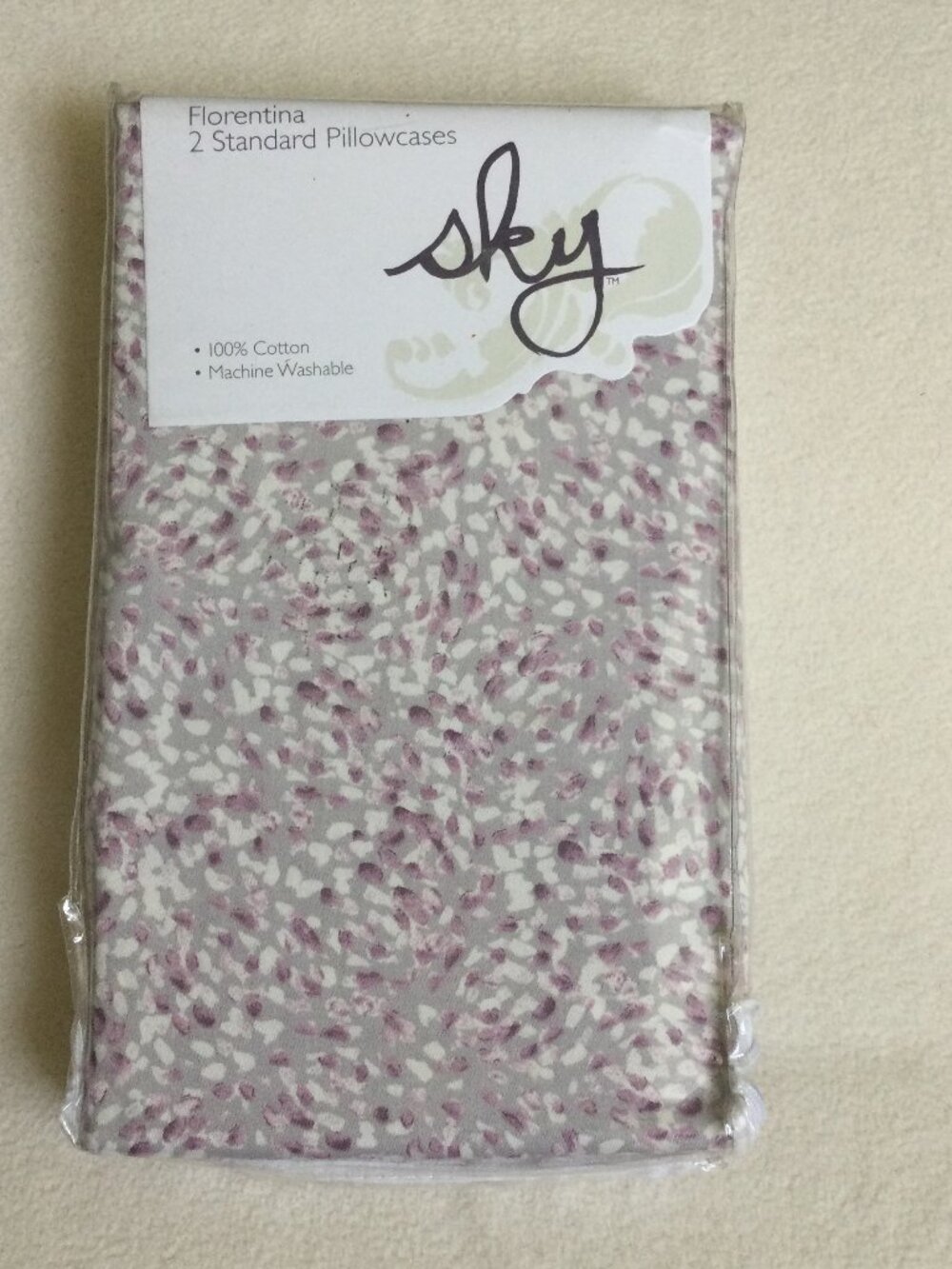 NEW Sky Florentina 2 Standard Pillowcase Purple & Grey abstract ditsy floral